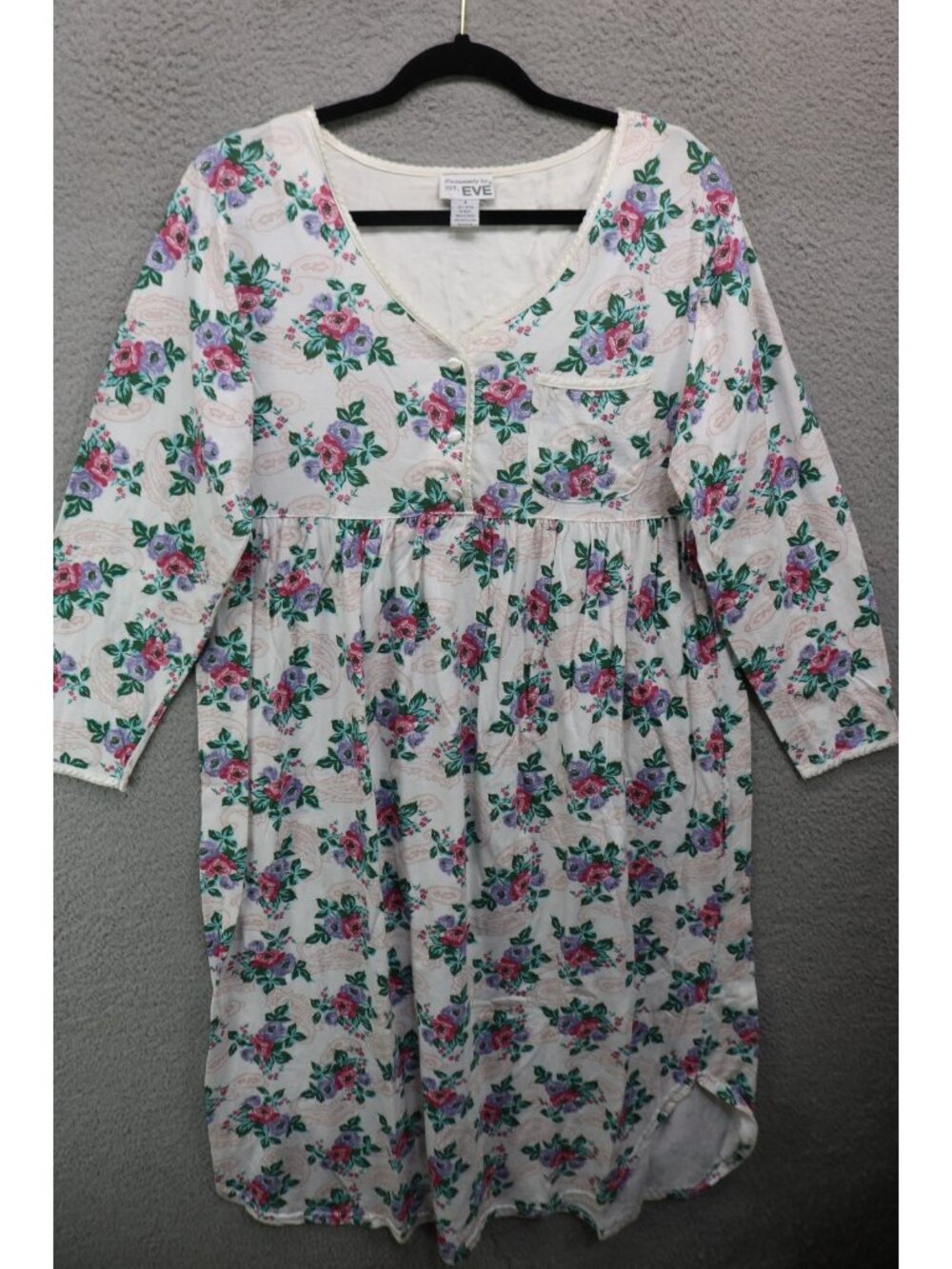 Vtg. Exclusively by St. Eve Floral Long Sleeve Babydoll Maxi Nightgown-Small